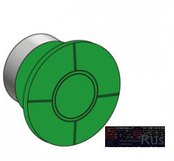 Кнопка грибовидная с LED без фиксации, 220V AC/DC, 1NO, зеленый, ?40 мм MTB2-BW3633