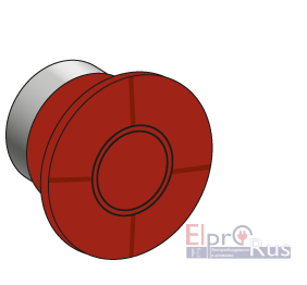 Кнопка грибовидная с LED без фиксации, 220V AC/DC, 1NC, красный, d40 мм MTB2-BW4634