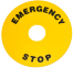 Комплект желтых табличек, круг, «Emergency Stop», 90мм (уп. 2 шт.) MTB2-F12