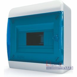 BNS 40-08-1 - Щит навесной 8 модуля, прозрачная синяя дверца, IP41