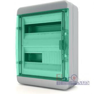 BNZ 65-24-1 - Щит навесной 24 модуля, прозрачная зелёная дверца, IP65